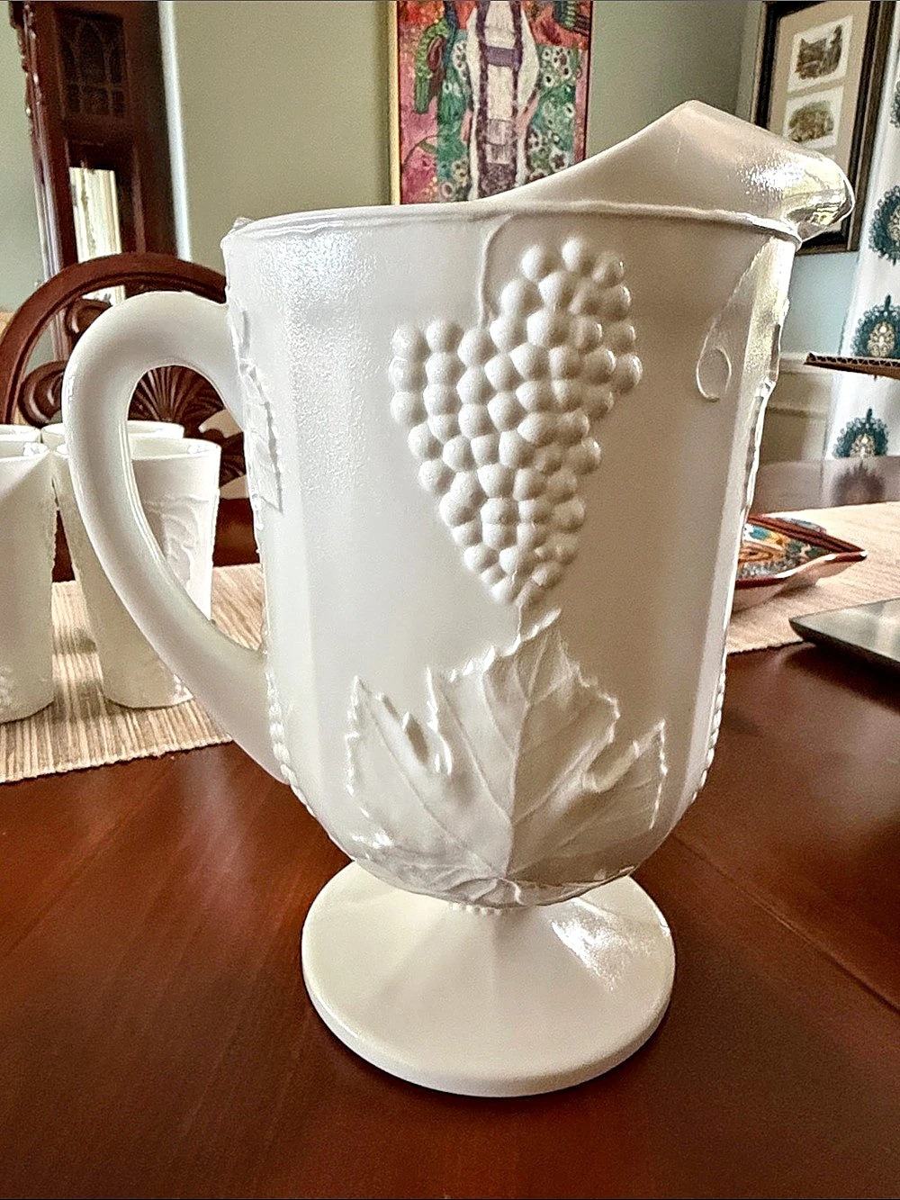 Vintage Colony Indiana Milk Glass Grape & Leaf 9-Piece Set
